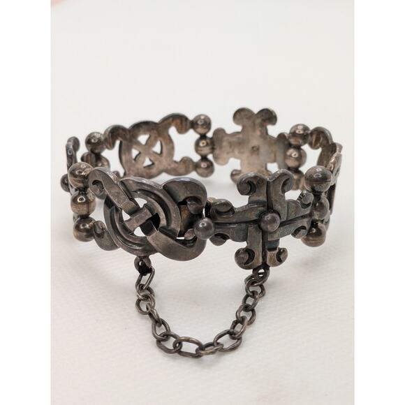 Vintage RARE 980 Silver HEAVY Wide Taxco Maximiliano Mondragon Bracelet! 7" - Picture 1 of 12